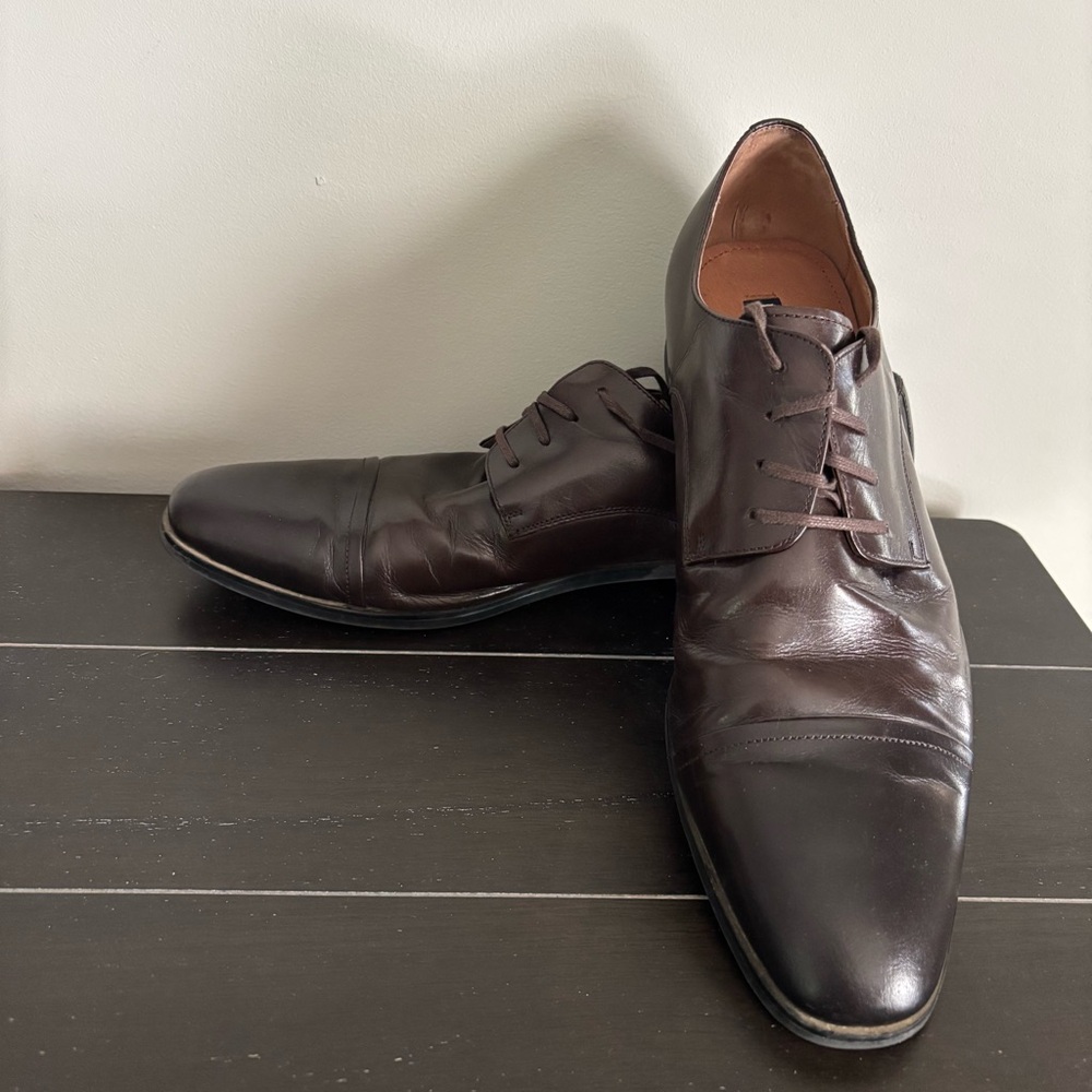 Express Brown Leather Capped Toe Oxford Shoes Classic Design 10.5